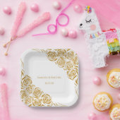 Personalisierte handgezeichnete Goldene Rose Hochz Pappteller (Party)