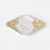 Personalisierte handgezeichnete Goldene Rose Hochz Pappteller (Gewinkelt)