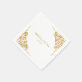 Personalisierte handgezeichnete Goldene Rose Hochz Serviette (Ecke)