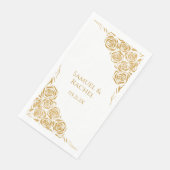 Personalisierte handgezeichnete Goldene Rose Hochz Serviette (Ecke)