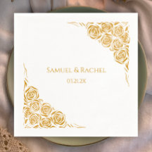 Personalisierte handgezeichnete Goldene Rose Hochz