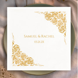Personalisierte handgezeichnete Goldene Rose Hochz Serviette