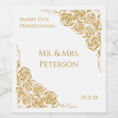 Personalisierte handgezeichnete Goldene Rose Hochz Weinetikett (Einzelnes Label)