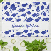 Personalisierte Handgezeichnete italienische Blaul Geschirrtuch (Gefaltet)