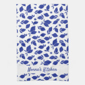 Personalisierte Handgezeichnete italienische Blaul Geschirrtuch (Vertikal)