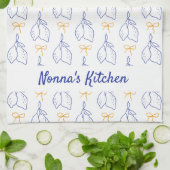 Personalisierte Handgezeichnete italienische Blaul Geschirrtuch (Gefaltet)