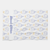 Personalisierte Handgezeichnete italienische Blaul Geschirrtuch (Horizontal)