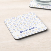 Personalisierte Handgezeichnete italienische Blaul Getränkeuntersetzer (Linke Seite)