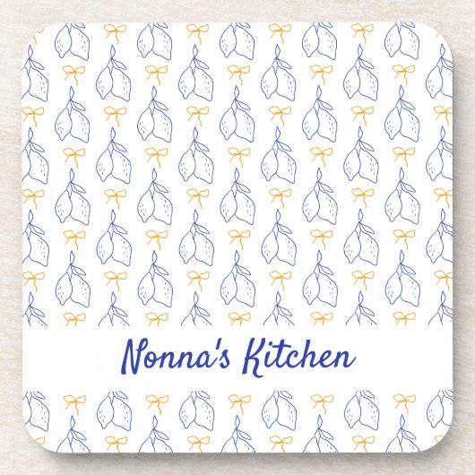 Personalisierte Handgezeichnete italienische Blaul Getränkeuntersetzer (Vorderseite)