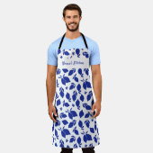 Personalisierte Handgezeichnete italienische Blaul Schürze (Getragen)