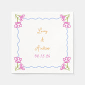 Personalisierte handgezeichnete Italienische Blume Serviette (Vorderseite)