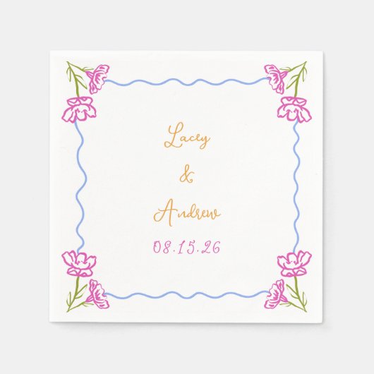 Personalisierte handgezeichnete Italienische Blume Serviette (Vorderseite)