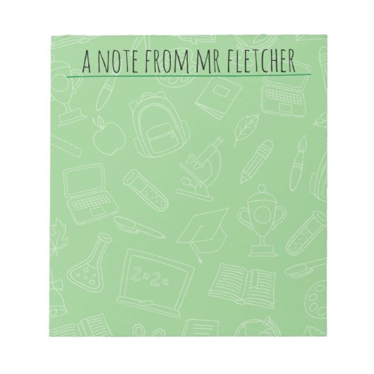 Personalisierte handgezeichnete Schule liefert Mus Notizblock (Vorderseite)