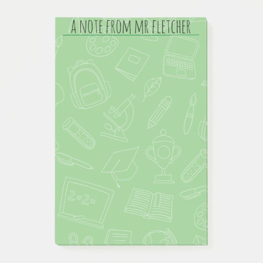 Personalisierte handgezeichnete Schule liefert Mus Post-it Klebezettel (Vorderseite)