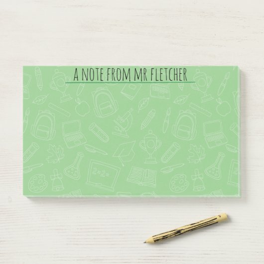Personalisierte handgezeichnete Schule liefert Mus Post-it Klebezettel (Auf Schreibtisch)
