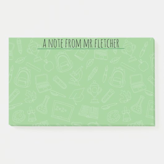 Personalisierte handgezeichnete Schule liefert Mus Post-it Klebezettel (Vorderseite)