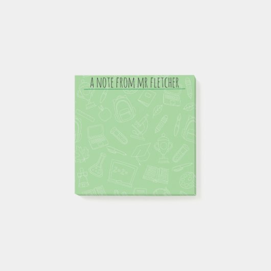 Personalisierte handgezeichnete Schule liefert Mus Post-it Klebezettel (Vorderseite)