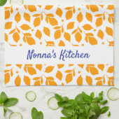 Personalisierte, handgezogene Gelbe Zitronen Geschirrtuch (Gefaltet)