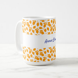 Personalisierte, handgezogene Gelbe Zitronen Kaffeetasse