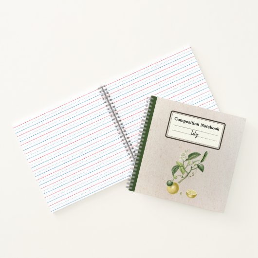 Personalisierte, handgezogene, wachsende Zitronen Notizblock (Innenseite)