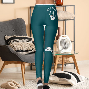 Personalisierte Handkatze Haustier Dunkel Teal Wei Leggings