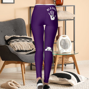 Personalisierte Handkatze Haustier Lila Weiße Stre Leggings