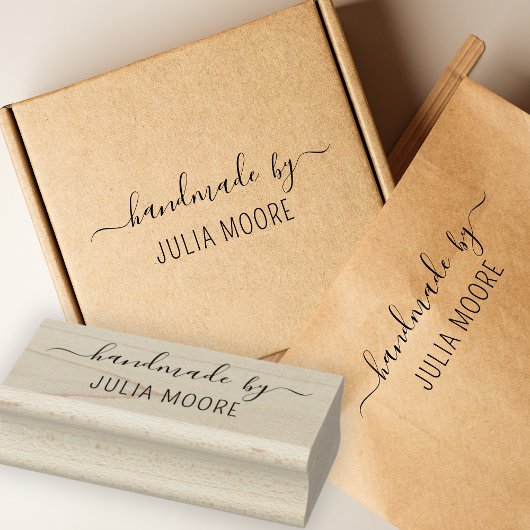 Personalisierte Handmade By Name Holz Gummistempel