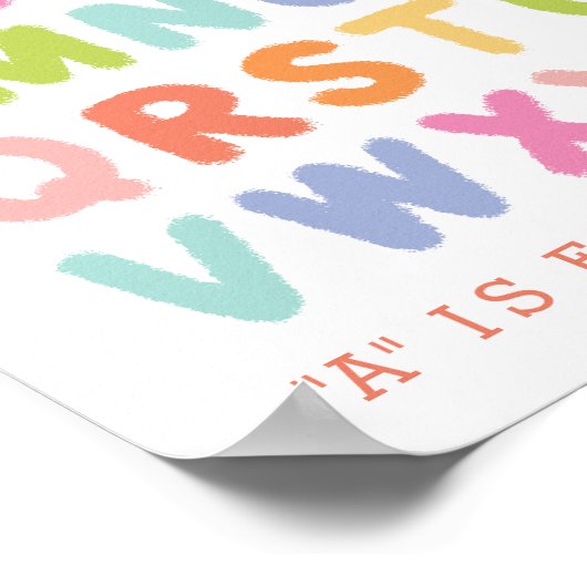 Personalisierte Handschrift Regenbogen Alphabet dr Poster (Ecke)
