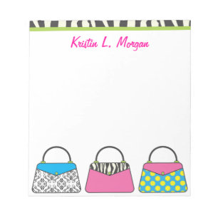 Personalisierte Handtasche mit Niedlicher Handlung Notizblock