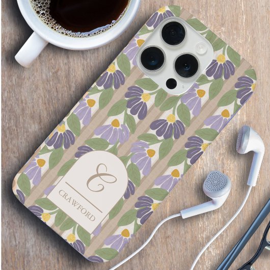 Personalisierte Handyhülle mit Blumenstreifen iPhone Hülle
