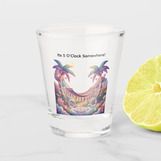 Personalisierte Hängematte und Palmen Schnapsglas (Vorderseite)