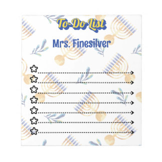 Personalisierte Hanukkah-Aufgabenliste Notizblock