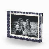 Personalisierte Hanukkah Dekoration Blaues Retro G Fotoblock (Rechts)