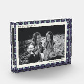 Personalisierte Hanukkah Dekoration Blaues Retro G Fotoblock (Links)