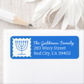 Personalisierte Hanukkah Menorah Blue Rücksendeadr (Insitu)