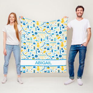 Personalisierte Hanukkah-Menorot Fleecedecke