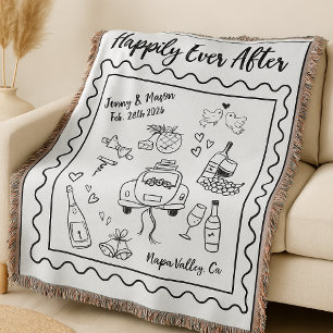 Personalisierte „Happily Ever After“-Hochzeit-Deck Decke