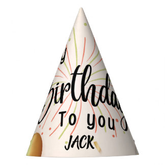 Personalisierte Happy Birthday Feuerwerk-Feier  Partyhütchen