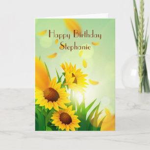 Personalisierte Happy Birthday für sie Sonnenblume Karte