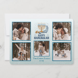 Personalisierte Happy Hanukkah-Karte mit 5 Fotos Feiertagskarte