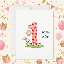 Personalisierte Hasen-Karten zum 1. Geburtstag für