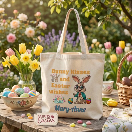 Personalisierte Hasen Küsschen Ostern Tragetasche