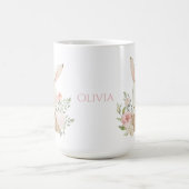 Personalisierte Hasen-Pastell-Blume Kaffeetasse (Mittel)