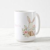 Personalisierte Hasen-Pastell-Blume Kaffeetasse (VorderseiteRechts)
