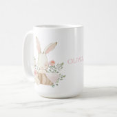 Personalisierte Hasen-Pastell-Blume Kaffeetasse (Vorderseite Links)