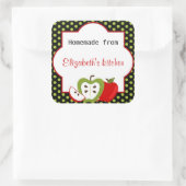 Personalisierte hausgemachte Äpfel mit großem Aufk Quadratischer Aufkleber (Tasche)