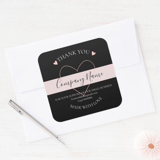Personalisierte hausgemachte DANK Quadratischer Aufkleber (Umschlag)