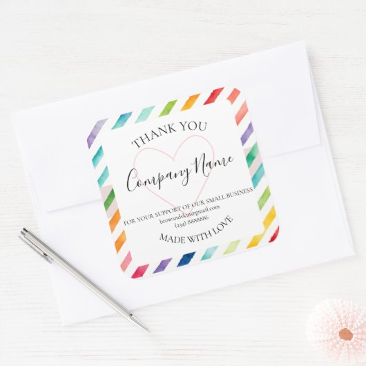 Personalisierte hausgemachte DANK Quadratischer Aufkleber (Umschlag)