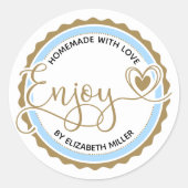 Personalisierte hausgemachte Liebe genießen Backen Runder Aufkleber (Vorderseite)
