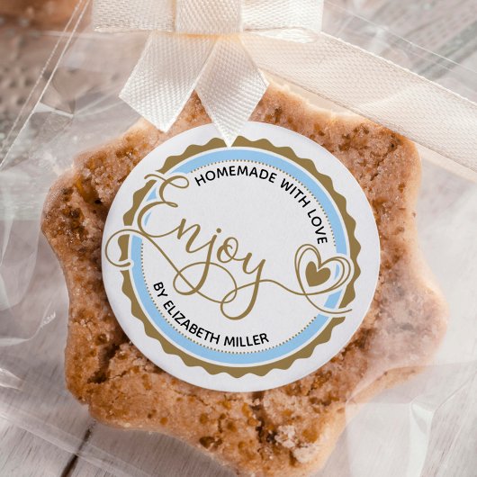 Personalisierte hausgemachte Liebe genießen Backen Runder Aufkleber